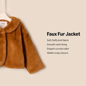 Amazon Essentials x Sofia Grainge Toddler Girls' Faux Fur Jacket, Caramel, 2T