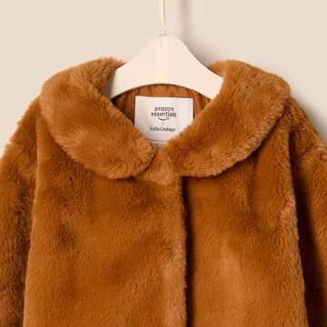 Amazon Essentials x Sofia Grainge Toddler Girls' Faux Fur Jacket, Caramel, 2T