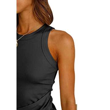 LIYOHON Women's Summer Casual Beach Dress Sleeveless Ruched Tie Tank Bodycon Wrap Mini Dresses