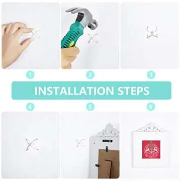 Jetec 75 Pcs Concrete Wall Hooks Picture Frame Hangers Without Nails Invisible Nail Screws Non Mark Hanger Hooks with Handrail and Pencil for Photo Frame Clock(Simple Style)