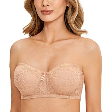 DOBREVA Women's No Padding Strapless Lace Bra - Comfort & Support