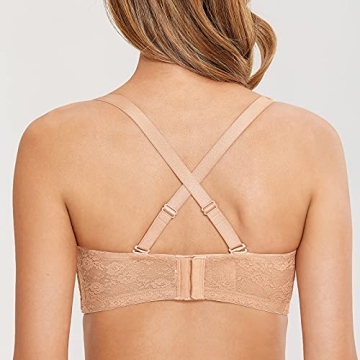 DOBREVA Women's No Padding Strapless Lace Bra - Comfort & Support
