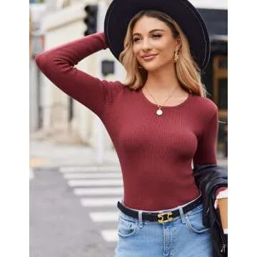 Zeagoo Stylish Women’s Long Sleeve Fall Sweater Red