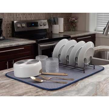 S&T INC. Dish Drying Mat XL, Highly Absorbent Microfiber Kitchen Counter Mat, Dish Drying Pad for Dishes, Utensils, Pots and Pans, Extra Large 18" x 24", Stockinette