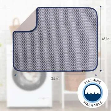 S&T INC. Dish Drying Mat XL, Highly Absorbent Microfiber Kitchen Counter Mat, Dish Drying Pad for Dishes, Utensils, Pots and Pans, Extra Large 18" x 24", Stockinette