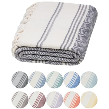 DEMMEX Ultra Soft Turkish Bath and Beach Towel - 100% Organic Cotton, Lightweight Quick-Dry Peshtema...