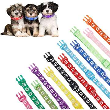 Chenkaiyang 12 Pack Puppy Collars for Litter, Adjustable Puppy ID Collars Soft Nylon Whelping Collars for Newborn Litter Puppy Pets