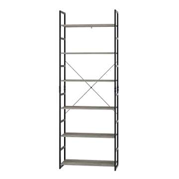 PUPL 6 Tier Bookcase, Free Standing Tall Book Shelf Storage Organizer Plant Flower Stand Rack for Living Room Kitchen Bathroom, 27.5L x 11.8W x 76.7H Inch, Vintage Gray