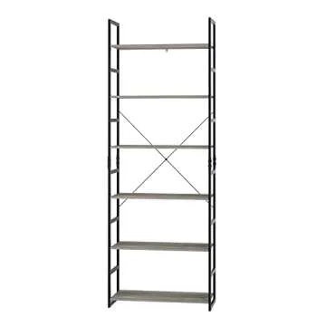 PUPL 6 Tier Bookcase, Free Standing Tall Book Shelf Storage Organizer Plant Flower Stand Rack for Living Room Kitchen Bathroom, 27.5L x 11.8W x 76.7H Inch, Vintage Gray