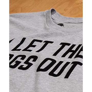 Ann Arbor T-shirt Co. I Let The Dogs Out | Funny Dog Walker Joke Pet Owner Humor Men Women T-Shirt-(Adult,L) Vintage Grey