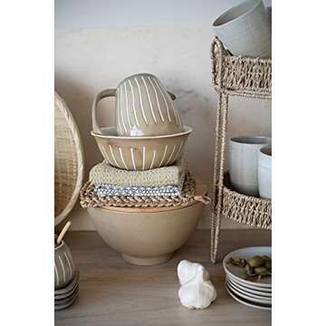 Bloomingville Neutral Stoneware Pitcher - Unique Glaze Design