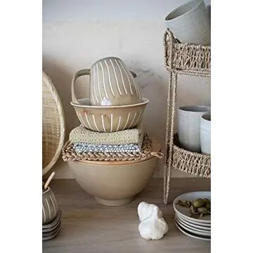 Bloomingville Neutral Stoneware Pitcher - Unique Glaze Design