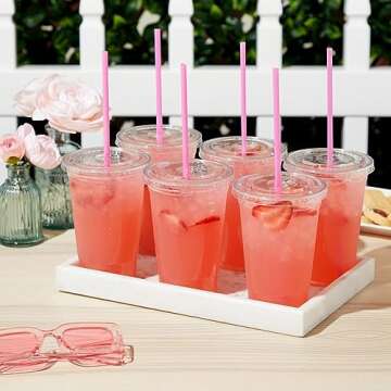 Juvale 300-Pack Pink Plastic Straws for Birthday Party, Baby Shower, Weddings and Gatherings, 10 Inc...