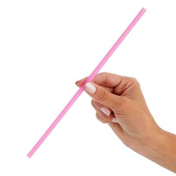 Juvale 300-Pack Pink Plastic Straws for Birthday Party, Baby Shower, Weddings and Gatherings, 10 Inches Long Fun Pink Straws Plastic for Cocktails, Coffee, Juice, Water, Iced Tea and More