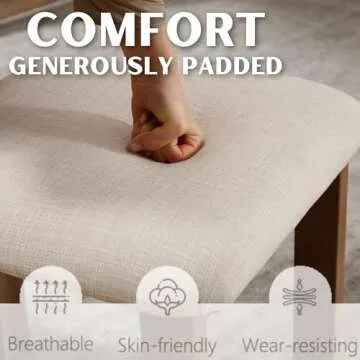 RIVOVA 26" Bar Stools Set of 2 Counter Height Bar Stool with Back, Upholstered Linen Counter Stools for Kitchen Island, Bar Chairs with Wood Legs, Mid Century Modern Bar Stools, Beige