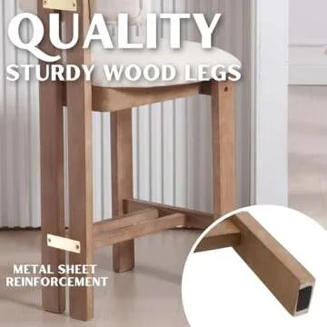 RIVOVA 26" Bar Stools Set of 2 Counter Height Bar Stool with Back, Upholstered Linen Counter Stools for Kitchen Island, Bar Chairs with Wood Legs, Mid Century Modern Bar Stools, Beige