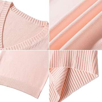 jinghuiyue Women’s V Neck Sweater Vest School Uniform Solid Color Sleeveless Knit Sweaters Pullover Tank Tops（Coffee-M）
