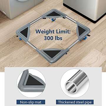 SPACECARE Mini Fridge Stand Furniture Dolly Mobile Roller with 4 Locking Wheels-Base Adjustable Refrigerator Washing Machine Stand Moving Cart- Appliance Dolly Cart Roller Pedestal -Grey