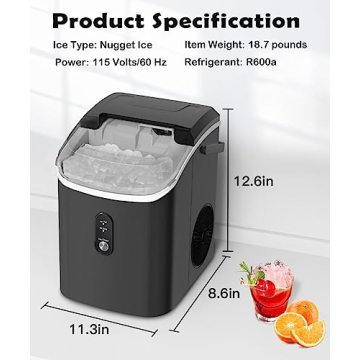 COWSAR Nugget Ice Maker: 34Lbs Crunchy Ice Daily