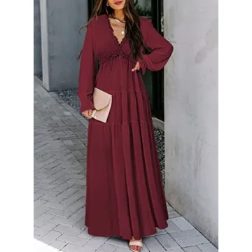 Stylish BLENCOT Women's Bohemian Long Sleeve Evening Dress