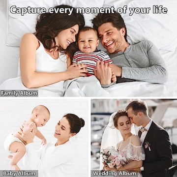 Yopih Photo Album Self Adhesive with Writting Space for 4x6 5x7 8x10 Pictures Scrapbook Album Linen Hardcover Blue DIY Length 11x10.6 Inch 40 Pages with A Metallie Pen