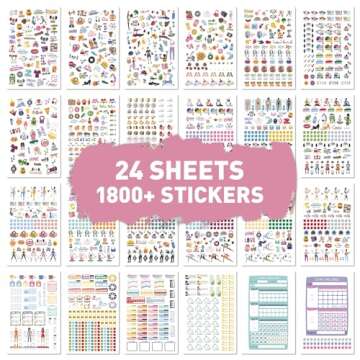 Workout & Fitness Stickers Mega Pack - Set of 24 Sheets 1800+ Health and Wellness Stickers | Trackin...