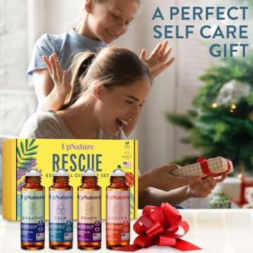 UpNature Essential Oils Roll On Set - Aromatherapy Gift for Stress Relief