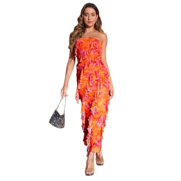 Stylish MakeMeChic Strapless Floral Tube Dress for Summer