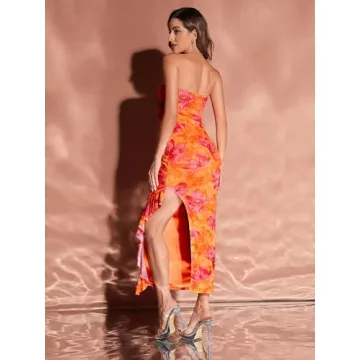 Stylish MakeMeChic Strapless Floral Tube Dress for Summer