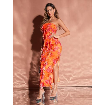 Stylish MakeMeChic Strapless Floral Tube Dress for Summer