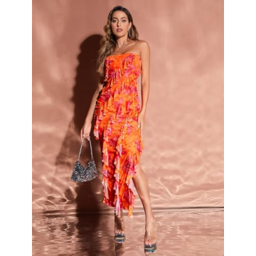 Stylish MakeMeChic Strapless Floral Tube Dress for Summer