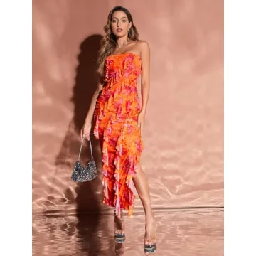 Stylish MakeMeChic Strapless Floral Tube Dress for Summer