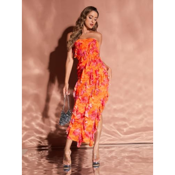 Stylish MakeMeChic Strapless Floral Tube Dress for Summer