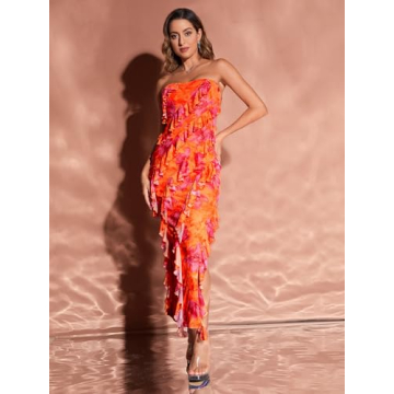 Stylish MakeMeChic Strapless Floral Tube Dress for Summer