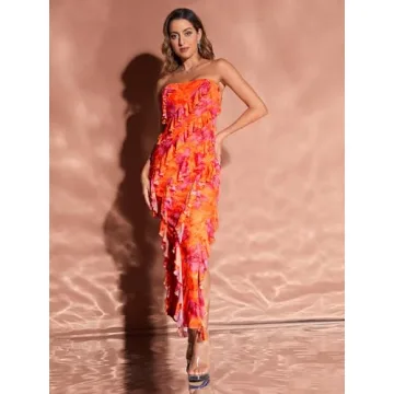 Stylish MakeMeChic Strapless Floral Tube Dress for Summer