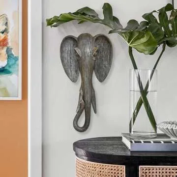 Design Toscano Animal Masks of The Savannah, Giraffe Zebra and Elephant Wall Sculptures Exotic African Decor, 16 Inch, Set of Three, Full Color, 3 Count