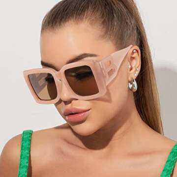 QYVEWY Stylish UV400 Oversized Sunglasses for Everyone