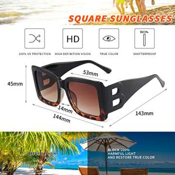 QYVEWY Stylish UV400 Oversized Sunglasses for Everyone