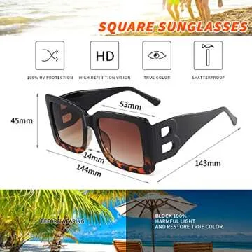 QYVEWY Stylish UV400 Oversized Sunglasses for Everyone