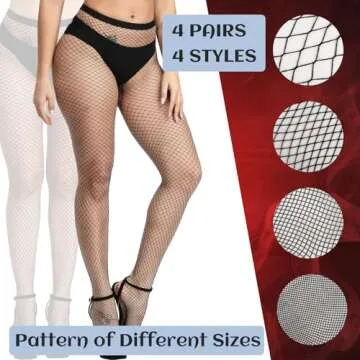 iCamter Plus Size Fishnet Stockings, Black Fishnet Tights Thigh High Stockings Suspender Pantyhose