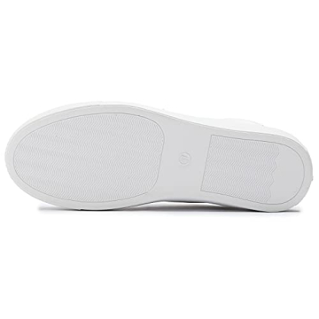 FEVERSOLE Women's Fashion Vegan Leather Casual Daily Lace Up Sneaker White Rose Gold Patch Size 8 M US