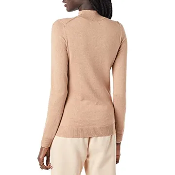 Amazon Essentials Women's Lightweight Mockneck Sweater (Available in Plus Size), Taupe Heather, X-Large