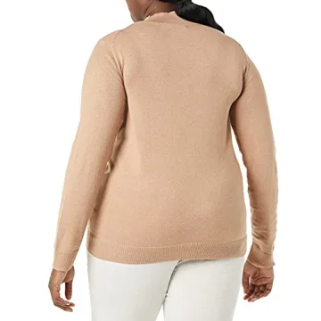 Amazon Essentials Women's Lightweight Mockneck Sweater (Available in Plus Size), Taupe Heather, X-Large