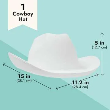 Zodaca White Cowboy Hat - Perfect for Costumes and Parties