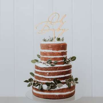 Elegant Wood Baby Shower Cake Topper for Celebrations