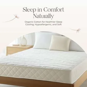 100% Cotton Organic Mattress Pad - Breathable & Cooling Mattress Protector King Size - Premium 300GSM Quilted and Noiseless Machine Washable Organic Mattress Protector (Ivory, King)