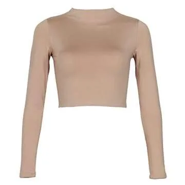 Artfish Long Sleeve Turtleneck Crop Top for Women