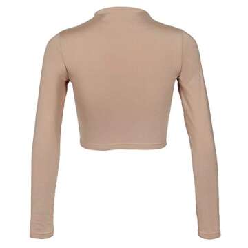 Artfish Long Sleeve Turtleneck Crop Top for Women