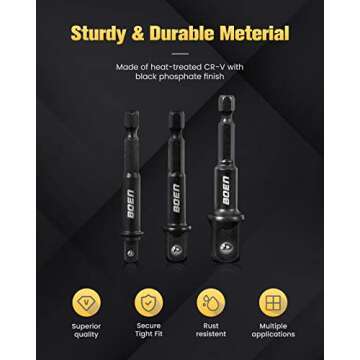 BOEN Impact Grade Socket Adapter Set - Durable 3-Piece Set