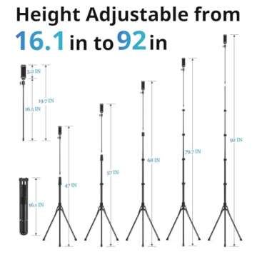 Eicaus 92’’ Tall Cell Phone Tripod Stand with 16.5’’ Flexible Gooseneck and Remote, Overhead Tripod with Adjustable 360°Ball Head & Phone Holder for iPhone 15 Pro Max/Plus/14/13/12/11, Android